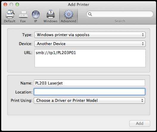 Unable to verify the printer on my network.